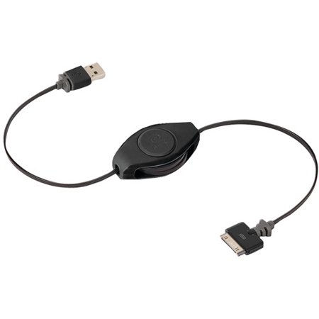 0816983013506 - RETRAK RETRACTABLE 30-PIN CHARGE AND SYNC CABLE FOR IPOD/IPHONE, BLACK (ETIP30BLK)