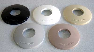 0817003012851 - ESCUTCHEONS - 1.9 ID HIGH IMPACT POLYMER TAUPE (SET OF 2) (FOR USE WITH ANY STANDARD 1.90 OD POOL LADDER OR RAIL (TO COVER ANCHOR SOCKETS)
