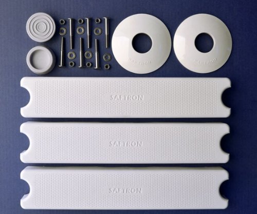 0817003013940 - WHITE POOL LADDER REFURBISHMENT KIT REPLACES ALL INGROUND POOL LADDER COMPONENTS (EXCEPT THE SIDE-RAILS) FOR A COMPLETE LADDER FACE-LIFT AT AN UNBEATABLE SPECIAL PRICE. CONSISTS OF: THREE POOL STEP RUNGS, THREE SETS OF MARINE GRADE HARDWARE, TWO ESCUTC