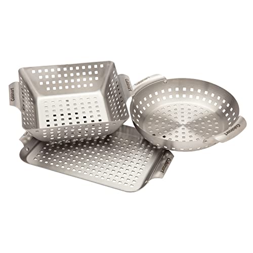 0817096017450 - CUISINART CGT-1103 3-PIECE STAINLESS STEEL GRILL TOPPER COOKWARE SET (RECTANGULAR, WOK, & ROUND TOPPERS)