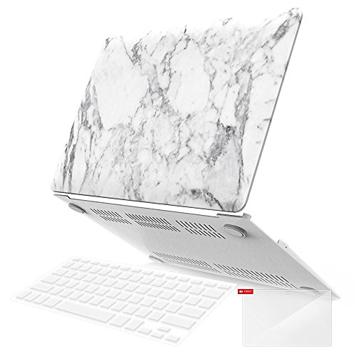 0817345022075 - IBENZER - 3 IN 1 MACBOOK AIR 13 SOFT-SKIN PLASTIC HARD CASE COVER & KEYBOARD COVER & SCREEN PROTECTOR FOR MACBOOK AIR 13 NO CD-ROM (A1369/A1466), WHITE MARBLE MMA1301WHMB+2