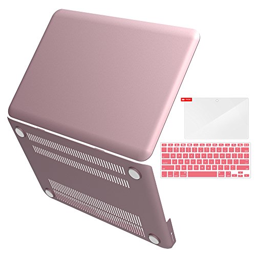 0817345022105 - IBENZER - 3 IN 1 MACBOOK PRO 13 SOFT-SKIN PLASTIC HARD CASE COVER & KEYBOARD COVER & SCREEN PROTECTOR FOR MACBOOK PRO 13 WITH CD-ROM (A1278), ROSE GOLD MMP13MPK+2