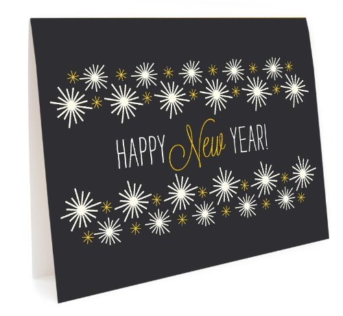 0817361014214 - GOLDEN NEW YEAR HOLIDAY CARDS, 10-PACK BY NIGHT OWL PAPER GOODS