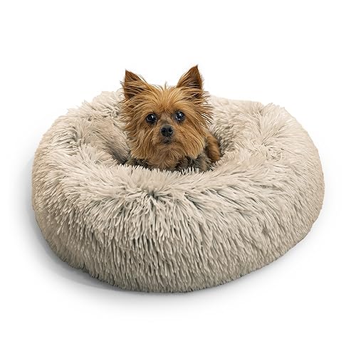 0817403025154 - BEST FRIENDS BY SHERI THE ORIGINAL CALMING DONUT CAT AND DOG BED IN SHAG FUR TAUPE, EXTRA SMALL 18X18