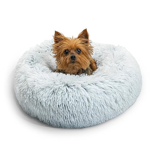 0817403025161 - BEST FRIENDS BY SHERI THE ORIGINAL CALMING DONUT CAT AND DOG BED IN SHAG FUR FROST, EXTRA SMALL 18X18