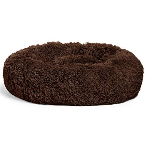 0817403026496 - BEST FRIENDS BY SHERI THE ORIGINAL CALMING DONUT CAT AND DOG BED IN SHAG FUR, EXTRA LARGE 45X45 IN DARK CHOCOLATE, MACHINE WASHABLE
