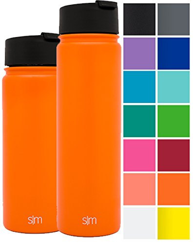 0817544020315 - SIMPLE MODERN 22OZ VACUUM INSULATED STAINLESS STEEL WATER BOTTLE - EXTRA FLIP LID INCLUDED - SUMMIT WIDE MOUTH THERMOS - DOUBLE WALLED FLASK - POWDER COATED HYDRO CANTEEN - AUTUMN ORANGE