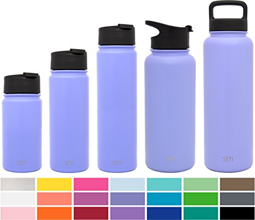 0817544021244 - SIMPLE MODERN 18OZ SUMMIT WATER BOTTLE + EXTRA LID - VACUUM INSULATED STAINLESS STEEL WIDE MOUTH HYDRO TRAVEL MUG - POWDER COATED DOUBLE-WALLED FLASK - ROYAL RASPBERRY