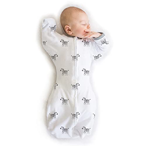 0817606029614 - AMAZING BABY TRANSITIONAL SWADDLE SACK WITH ARMS UP HALF-LENGTH SLEEVES AND MITTEN CUFFS, LITTLE ZEBRA, SMALL, 0-3 MO, 6-14 LBS (AWARD WINNER, TRANSITION SWADDLE BLANKET FOR BABY BOYS, BABY GIRLS)