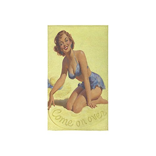8176716642741 - RETRO VINTAGE SEXY CUTE PIN-UP GIRL PERSONALIZED CUSTOM HAND TOWEL BATHROOM SHOWER TOWELS SOFT AND COMFORTABLE 80% POLYESTER 20% COTTON, (16X28)