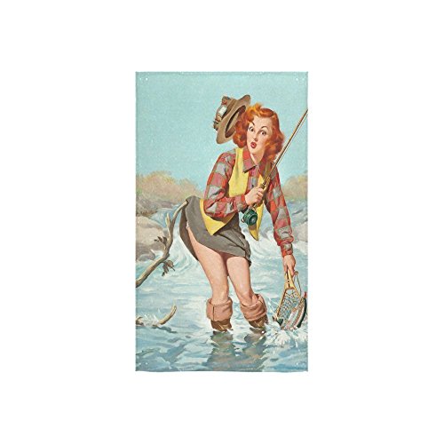 8176716642819 - RETRO VINTAGE SEXY CUTE PIN-UP GIRL PERSONALIZED CUSTOM HAND TOWEL BATHROOM SHOWER TOWELS SOFT AND COMFORTABLE 80% POLYESTER 20% COTTON, (16X28)