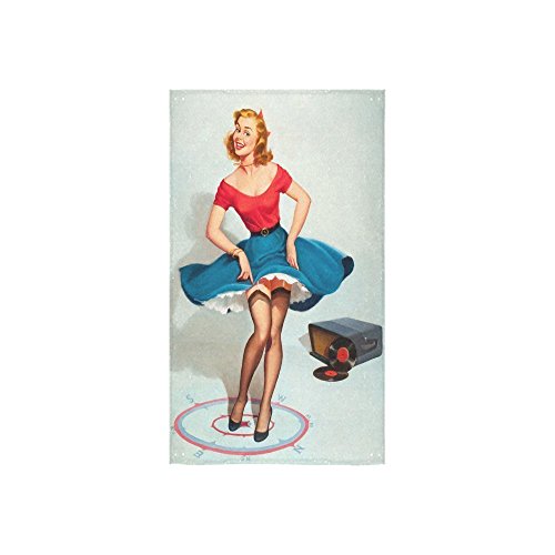 8176716642871 - RETRO VINTAGE SEXY CUTE PIN-UP GIRL PERSONALIZED CUSTOM HAND TOWEL BATHROOM SHOWER TOWELS SOFT AND COMFORTABLE 80% POLYESTER 20% COTTON, (16X28)