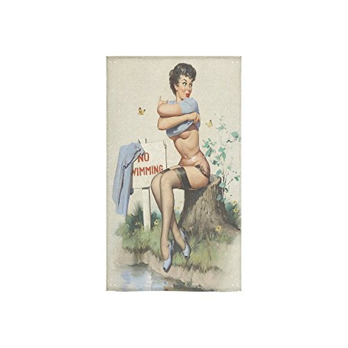 8176716642901 - RETRO VINTAGE SEXY CUTE PIN-UP GIRL PERSONALIZED CUSTOM HAND TOWEL BATHROOM SHOWER TOWELS SOFT AND COMFORTABLE 80% POLYESTER 20% COTTON, (16X28)