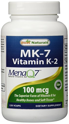 0817716011424 - MK-7 100 MCG 120 VCAPS BY BEST NATURALS FEATURING 100% NATURAL SOURCE OF VITAMIN K2 (AS MK-7) FROM FERMENTED NON-GMO SOYBEANS (OR NATTO) -- MANUFACTURED IN A USA BASED GMP CERTIFIED FACILITY AND THIRD PARTY TESTED FOR PURITY. GUARANTEED!!