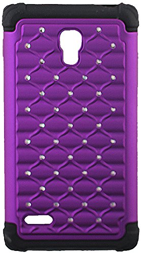 0817760056389 - CP 2-IN-1 HARD CASE AND SILICONE DIAMOND STUD HYBRID CASE FOR LG OPTIMUS L9 P769 - NON-RETAIL PACKAGING - PURPLE/BLACK