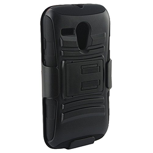 0817760099508 - CP THREE-IN-ONE HYBRID CASE AND HOLSTER CLIP COMBO CARRYING CASE FOR MOTOROLA FALCO DVX G XT1032 MOTO G XT937C XT1028 XT1031 - NON-RETAIL PACKAGING - BLACK