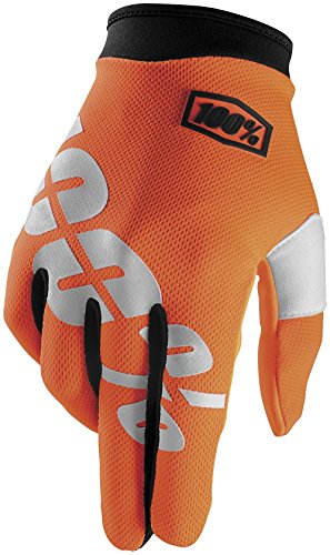 0817779014127 - 100% ITRACK YOUTH LEATHER/TEXTILE OFF-ROAD MOTORCYCLE GLOVES - CAL-TRANS/ORANGE / SMALL