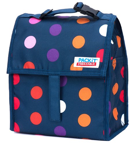 0817801011414 - PACKIT FREEZABLE LUNCH BAG WITH ZIP CLOSURE, DOTS