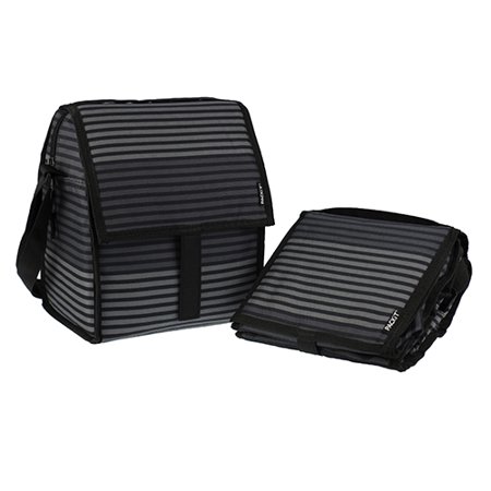 0817801015191 - PACKIT FREEZABLE DELUXE LARGE LUNCH BAG WITH SHOULDER STRAP, GRAY STRIPE