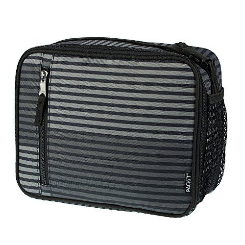 0817801015245 - PACKIT FREEZABLE CLASSIC LUNCH BOX, GRAY STRIPE
