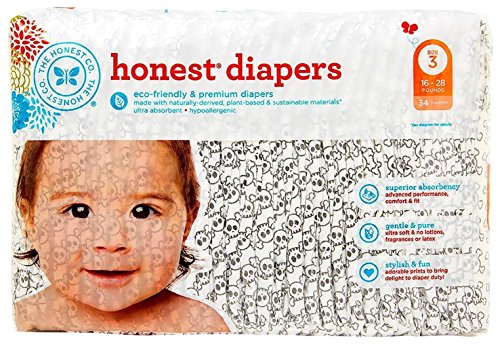 0817810010606 - THE HONEST COMPANY 10606 BOYS SIZE 3 SKULLS DIAPERS - 34 COUNT