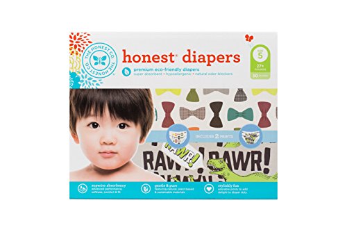 0817810022333 - HONEST DIAPERS CLUB PACK DINOS +BOWTIES SIZE 5 (50 COUNT)