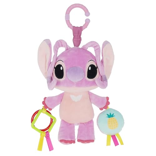 0081787801615 - KIDS PREFERRED DISNEY BABY LILO AND STITCH ANGEL ON THE GO ACTIVITY TOY WITH TEETHER RINGS, ON THE GO CLIP, CRINKLE TEXTURE, AND MIRROR