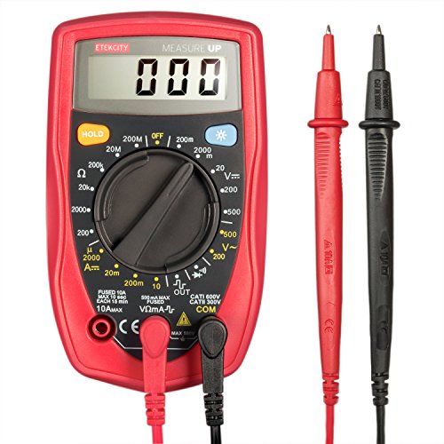 0817915020210 - ETEKCITY MSR-R500 DIGITAL MULTIMETER, VOLT AMP OHM METER WITH DIODE AND CONTINUITY TEST (RED)