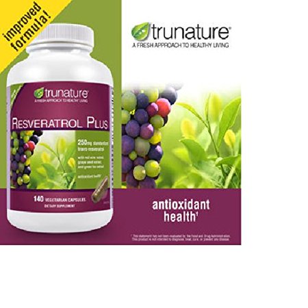 0818014015398 - TRUNATURE RESVERATROL PLUS - 250 MG OF RESVERATROL PLUS 50 MG EACH OF RED WINE EXTRACT, GRAPE SEED EXTRACT AND GREEN TEA EXTRACT - 140 VEGETARIAN CAPSULES