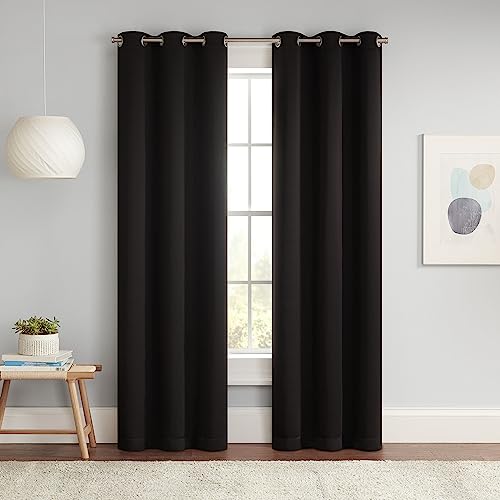 0081806736058 - ECLIPSE DARRELL MODERN BLACKOUT THERMAL GROMMET WINDOW CURTAIN FOR BEDROOM OR LIVING ROOM (1 PANEL), 37 IN X 63 IN, BLACK