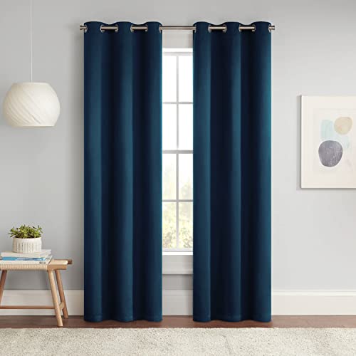 0081806736119 - ECLIPSE DARRELL MODERN BLACKOUT THERMAL GROMMET WINDOW CURTAIN FOR BEDROOM OR LIVING ROOM (1 PANEL), 37 IN X 63 IN, INDIGO