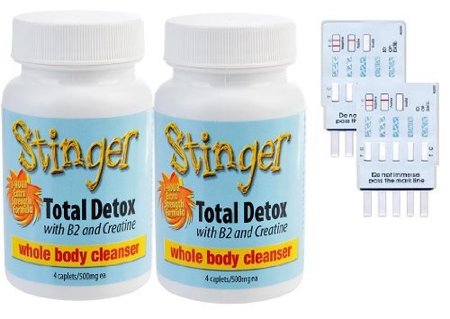 0818136841905 - 2 STINGER 1 HOUR TOTAL WHOLE BODY CLEANSERS WITH B2 & CREATININE, 4 CAPLETS EACH & 2 FREE 6 PANEL DRUG TESTS(MAMP/THC/COC/OPI/OXY/BZO)