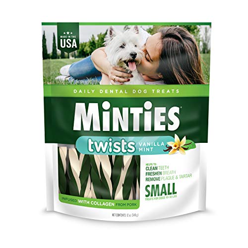 0818145019142 - VETIQ MINTIES TWISTS DOG DENTAL BONE CHEWS FOR DOGS, VANILLA AND MINT FLAVOR, SMALL 12OZ