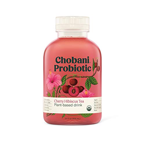 0818290016485 - CHOBANI PROBIOTIC CHERRY HIBISCUS TEA PLANT-BASED DRINK, 14 FL OZ