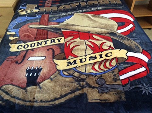 0818314009639 - COUNTRY MUSIC, MINK STYLE QUEEN SIZE SOFT & WARM BLANKET