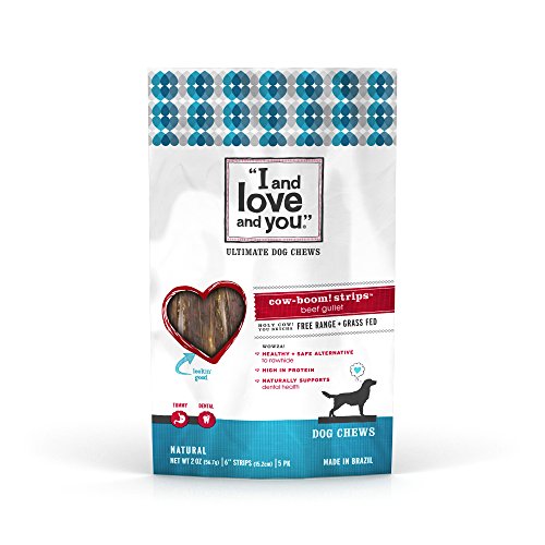0818336011344 - “I AND LOVE AND YOU” COW BOOM! STRIPS GRAIN FREE DOG CHEWS, 2 OZ