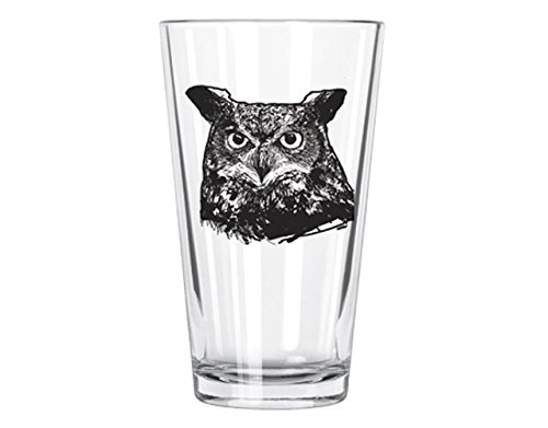 0818387007112 - CORKOLOGY GREAT HORNED OWL PINT GLASS, CLEAR