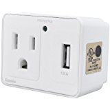 0818444011427 - TRAVEL WALL MOUNT SURGE PROTECTOR WITH USB CHARGER, 1 AC OUTLET, 1 USB PORT