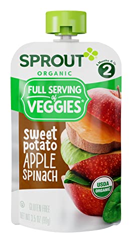 0818512011762 - SPROUT ORGANIC BABY FOOD, STAGE 2 POUCHES, SWEET POTATO APPLE AND SPINACH, 3.5 OZ PUREES