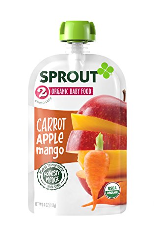 0818512012028 - SPROUT ORGANIC BABY FOOD STAGE 2 POUCHES, CARROT APPLE MANGO, 4 OUNCE (PACK OF 5)