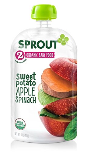 0818512012219 - SPROUT ORGANIC BABY FOOD STAGE 2 POUCHES, SWEET POTATO APPLE GRAPE SPINACH, 4 OUNCE (PACK OF 5)