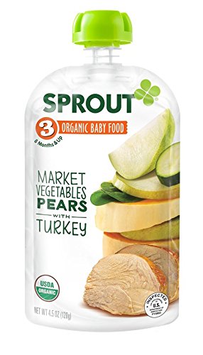 0818512013629 - SPROUT BABY FOOD STAGE THREE, MARKET VEGETABLES AND PEAR WITH TURKEY, 4.5 OUNCE