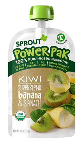 0818512014176 - SPROUT POWER PAK ORGANIC BABY FOOD POUCHES, ORGANIC TODDLER FOOD PUREE, KIWI WITH SUPERBLEND BANANA & SPINACH, 4 OUNCE, 6 COUNT