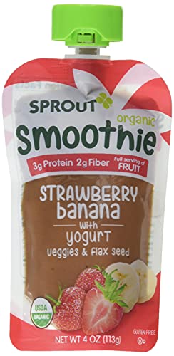 0818512014206 - SPROUT ORGANIC BABY FOOD, STAGE 4 TODDLER SMOOTHIE POUCHES, STRAWBERRY BANANA & YOGURT