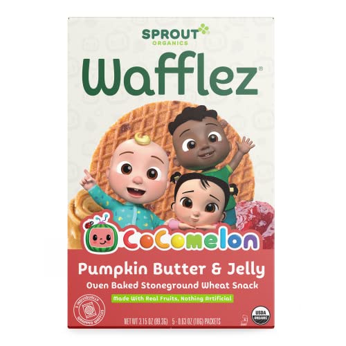 0818512018457 - COCOMELON SPROUT ORGANIC BABY FOOD, TODDLER SNACKS, PUMPKIN BUTTER & JELLY WAFFLEZ, SINGLE SERVE WAFFLES (5 COUNT)