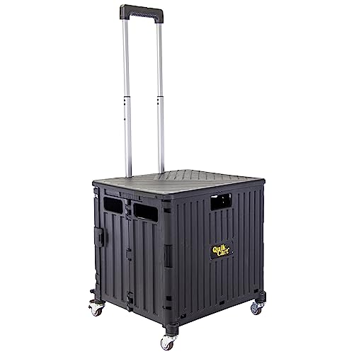 0818550022881 - DBEST PRODUCTS QUIK CART 360 FOUR WHEELED ROLLING CRATE TEACHER UTILITY WITH SEAT HEAVY DUTY COLLAPSIBLE BASKET WITH HANDLE, BLACK