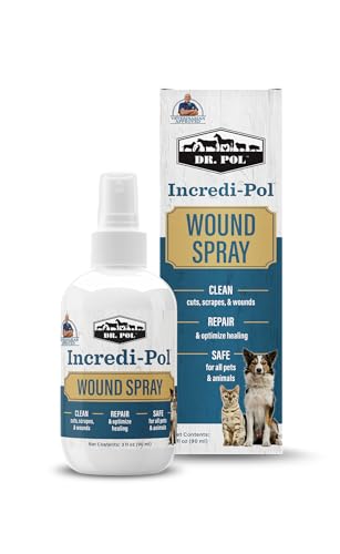 0818582013352 - DR. POL INCREDI-POL WOUND SPRAY FOR DOGS, CATS, HORSES, AND ALL ANIMALS - DOG WOUND CARE TO CLEAN CUTS, SCRAPES, HOT SPOTS, AND MORE - REPAIR SKIN AND PROMOTE HEALING - 3 FLUID OUNCES