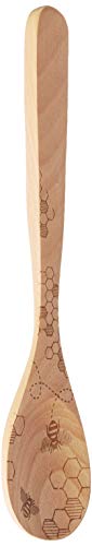0818876011521 - TALISMAN DESIGNS BEECHWOOD MIXING SPOON, LASER ETCHED WITH HONEY BEE ART, 12 LONG