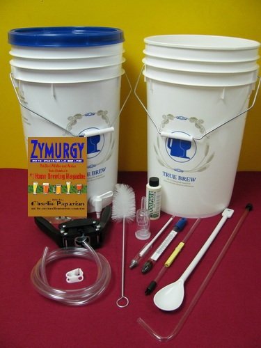 0081898598640 - HOME-BREW STARTER EQUIPMENT BEERMAKING KIT WITH SPOON, IODOPHOR, ZYMURGY BOOK AND FLOATING THERMOMETER UPGRADES.