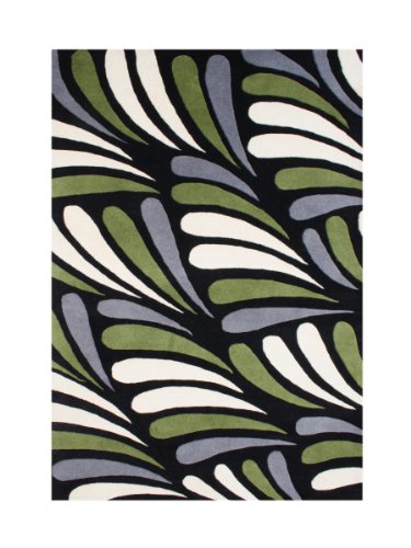 0819044010506 - ZNZ RUGS GALLERY 40071_5X8 HAND MADE NEW ZEALAND BLEND WOOL/HAND TUFTED RUG, 5-INCH BY 8-FEET, OFF-WHITE/MOSS/GRAY